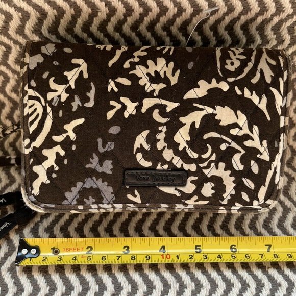 Vera Bradley Black Women Purse Card And Coin Wallet 4" Crossbody Strap Hand Bag - Picture 1 of 8